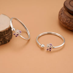 Sweet Kitty Princess Silver Baby Bangle