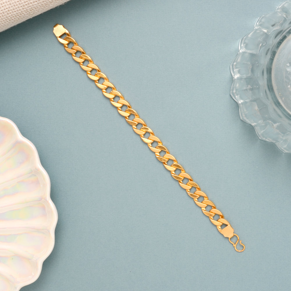 Curb Pattern Gold Bracelet for Men