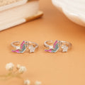 Pink Blue Butterfly Star Silver Toe Ring