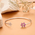 Ruby Bloom Floral Silver Bracelet