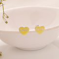 Heart Design Yellow Enamel Silver Stud