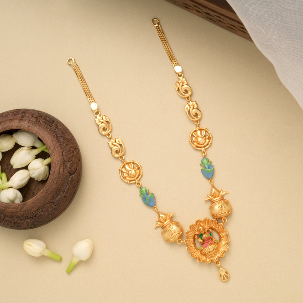 Blossom Lakshmi with Kalasam Design Golden Necklace
