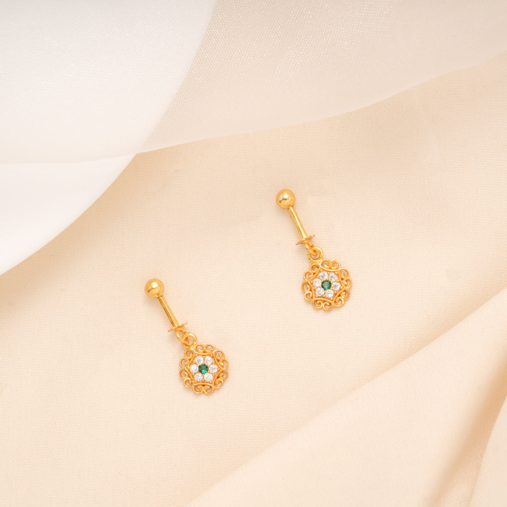 Elegant Green with White Stone Floral Golden Koppu