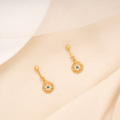 Elegant Green with White Stone Floral Golden Koppu