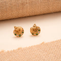 Golden Peacock Stud with Emerald Stones