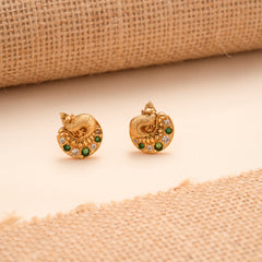 Golden Peacock Stud with Emerald Stones