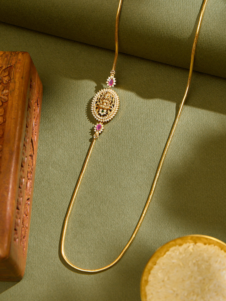 Royal Round Lakshmi Ruby Mugappu Chain
