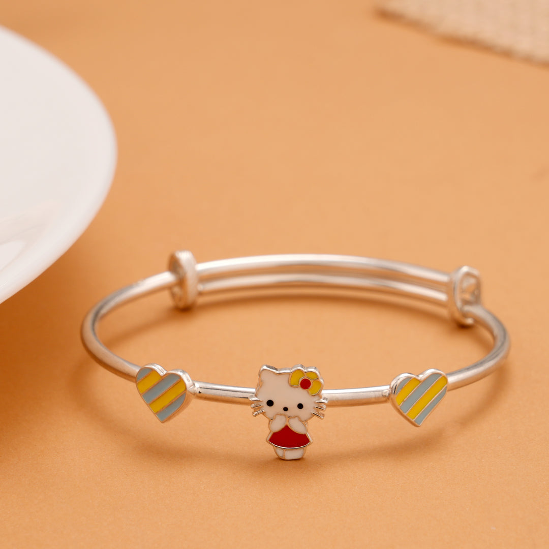 Hello Kitty Charm Silver Baby Bangle