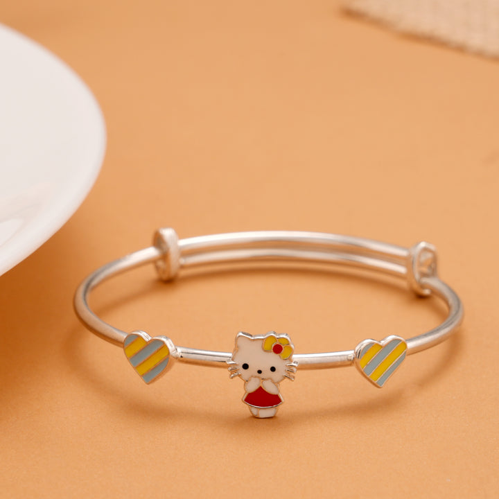 Hello Kitty Charm Silver Baby Bangle