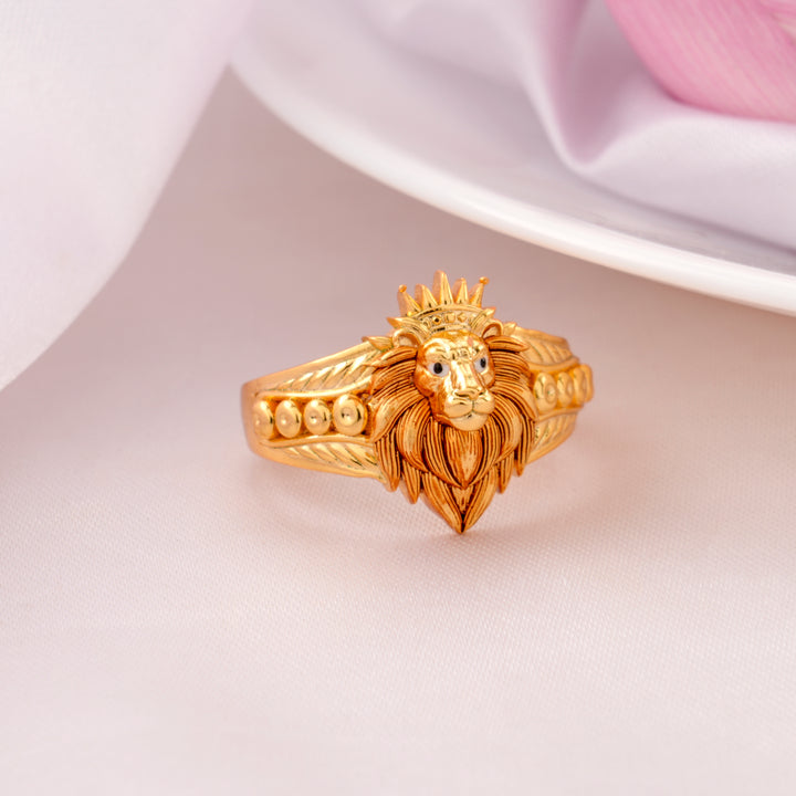 Bold Lion Head Gold-Plated Silver Ring