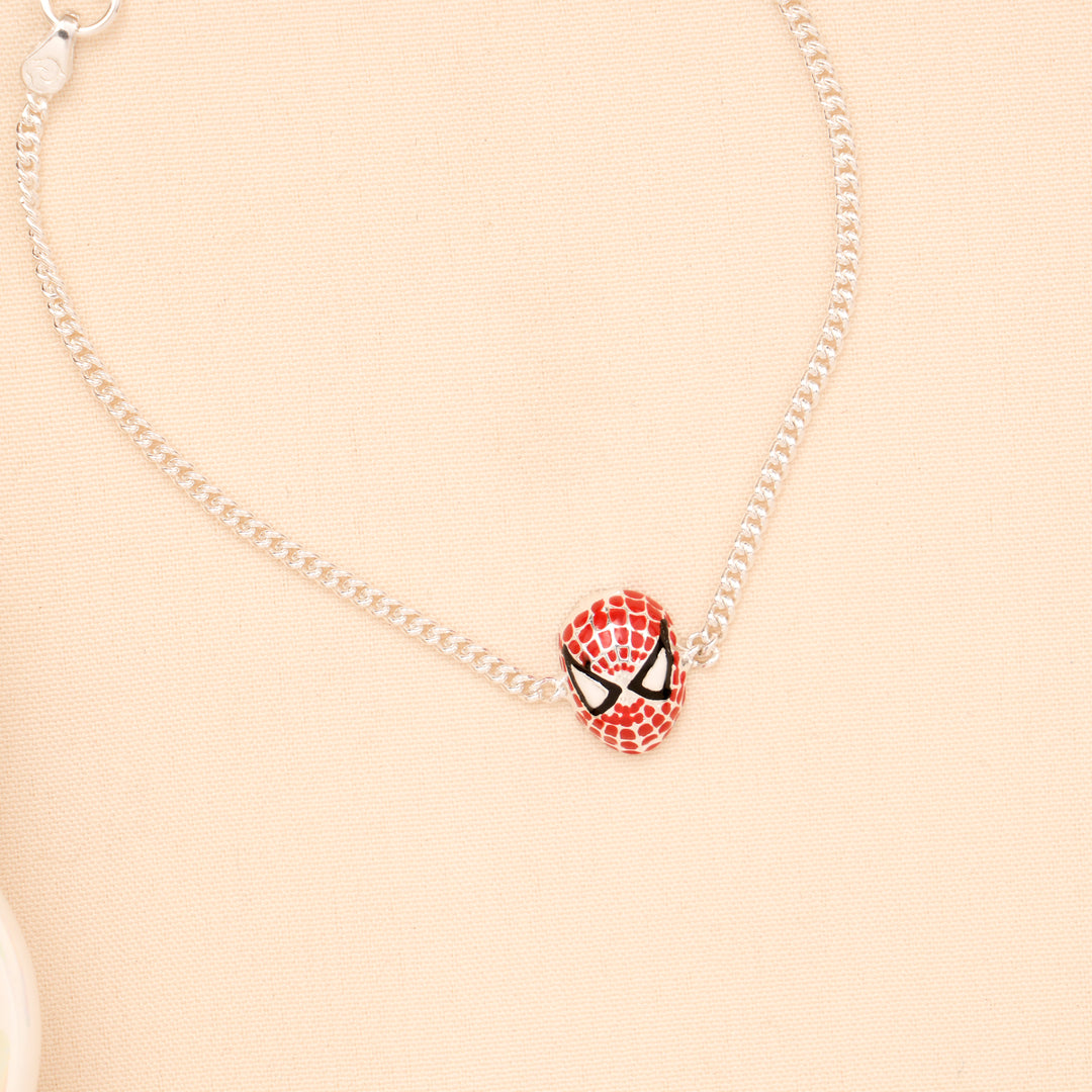 Spiderman Face Enamel Baby Silver Bracelet