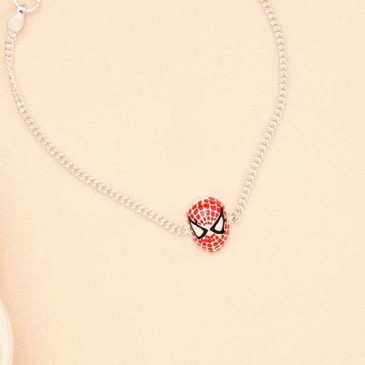 Spiderman Face Enamel Baby Silver Bracelet