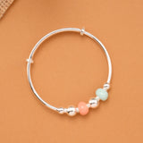 Mint Green & Peach Bead Baby Silver Bangle