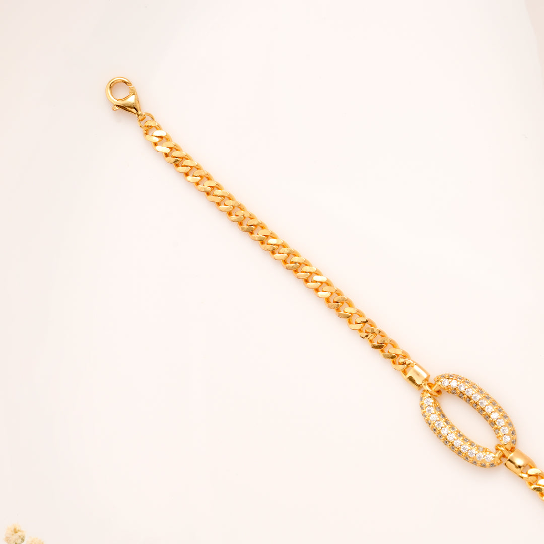 Oval Radiance with Chain Golden Bracelet
