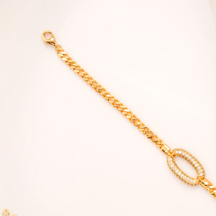 Oval Radiance with Chain Golden Bracelet