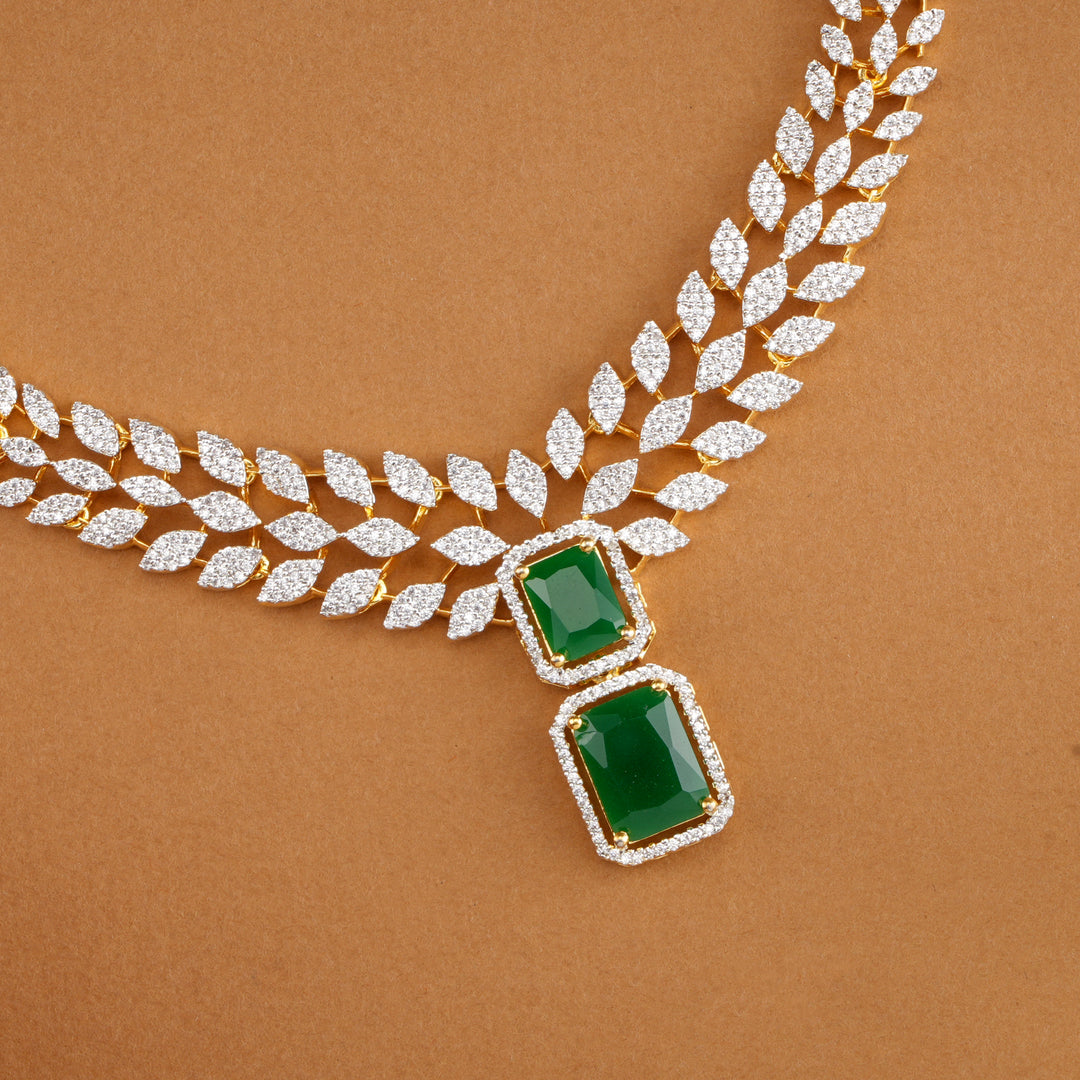 Halo Style Emerald Swarovski Necklace