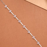 Baby Pink Rectangular Stone Silver Women’s Bracelet
