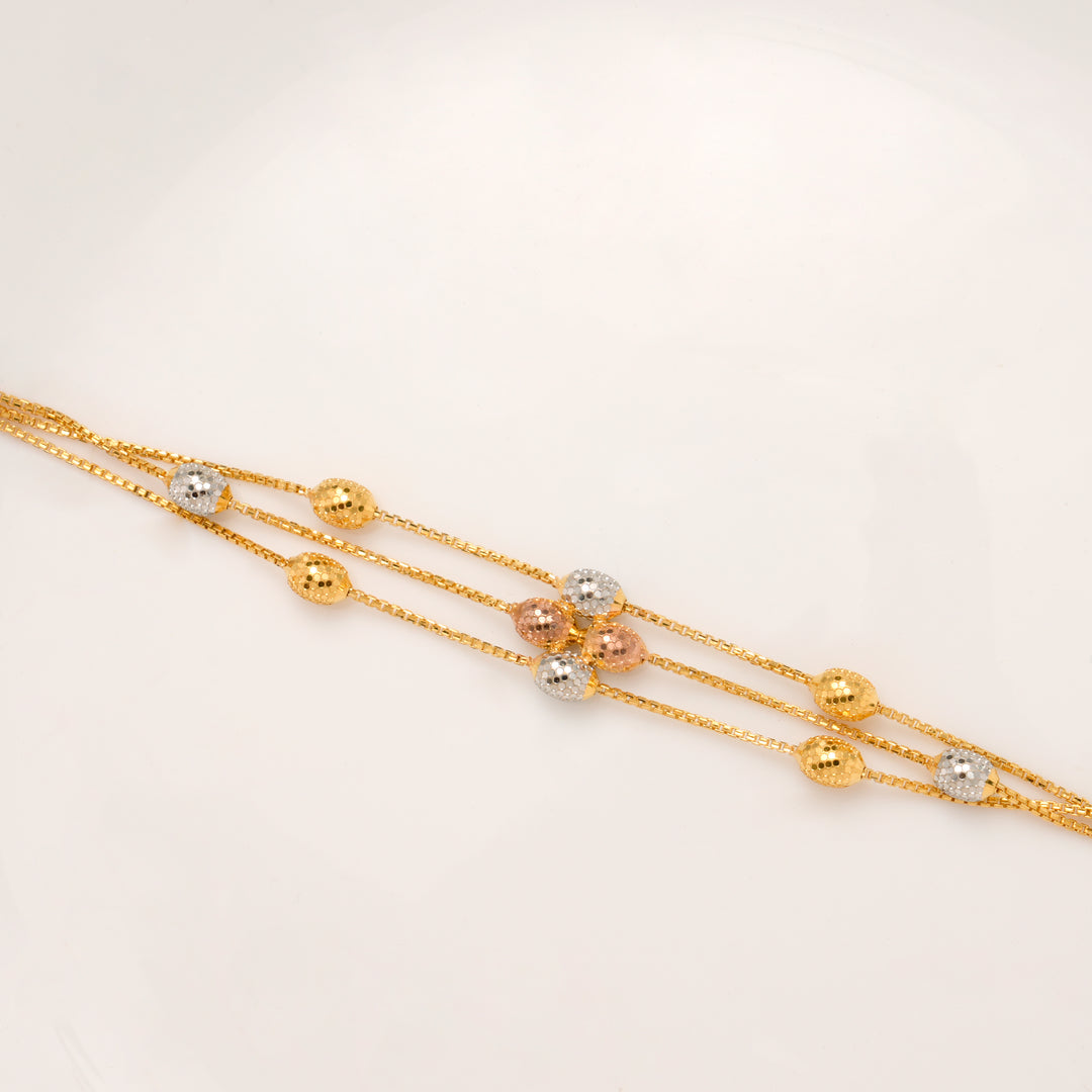 Triple Layer Gold Beaded Bracelet for Women