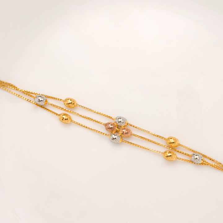 Triple Layer Gold Beaded Bracelet for Women