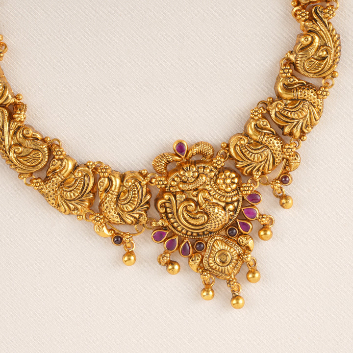 Antique Peacock with Golden Drops Necklace