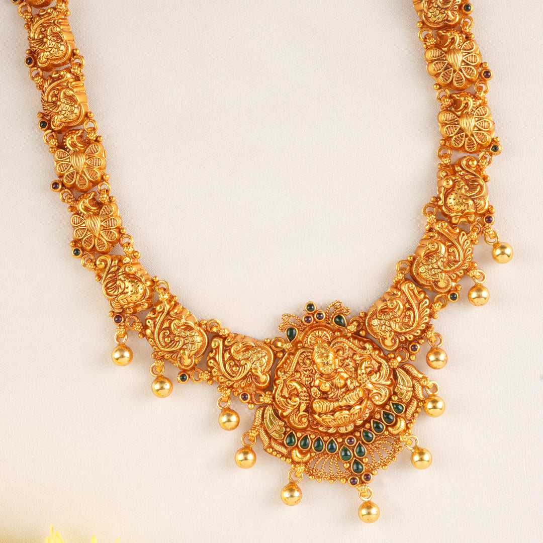 Lakshmi Devi with Golden Drops Nagas Necklace