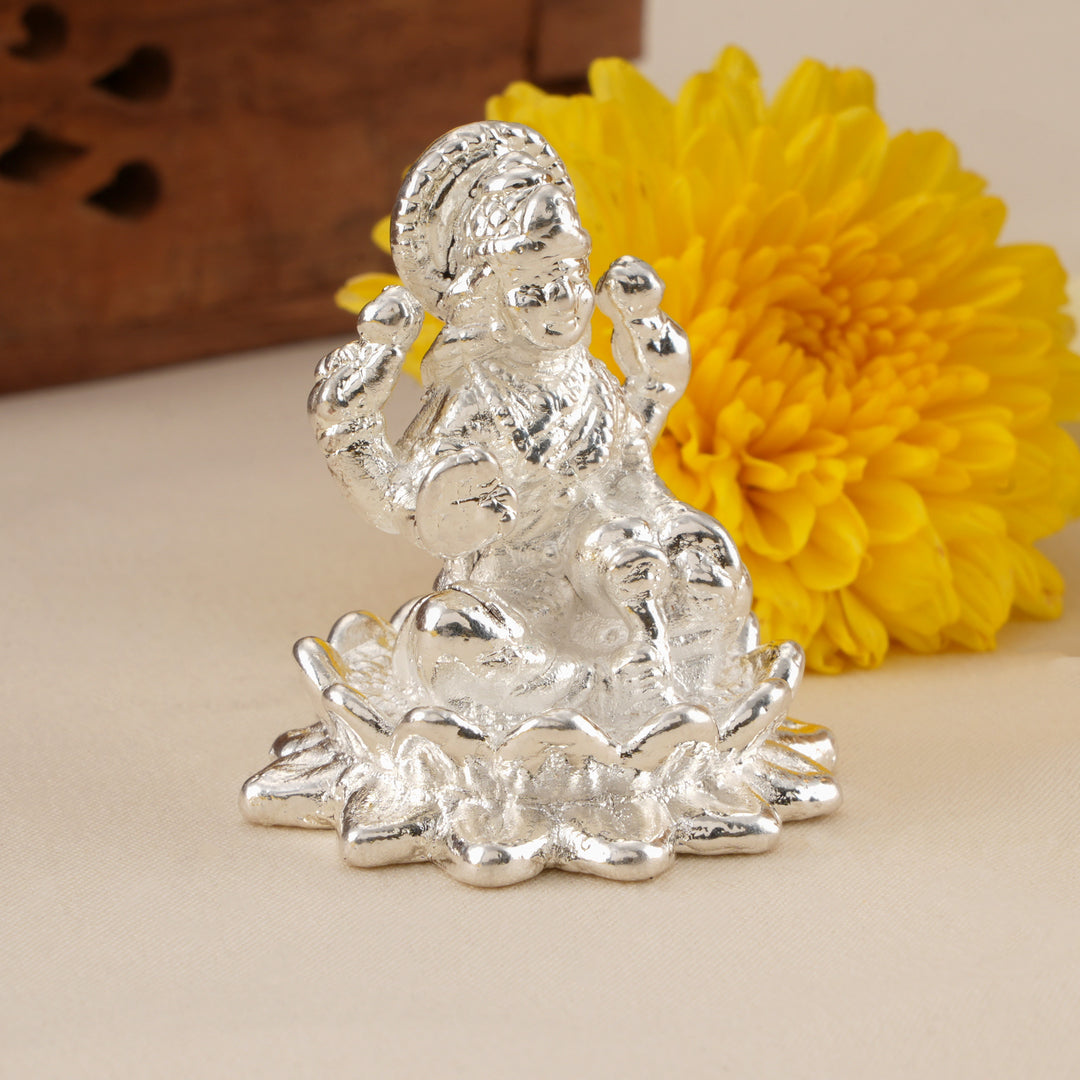 Sacred Lakshmi Shining Silver Statue