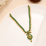 Green Floral Drop Pendant Necklace
