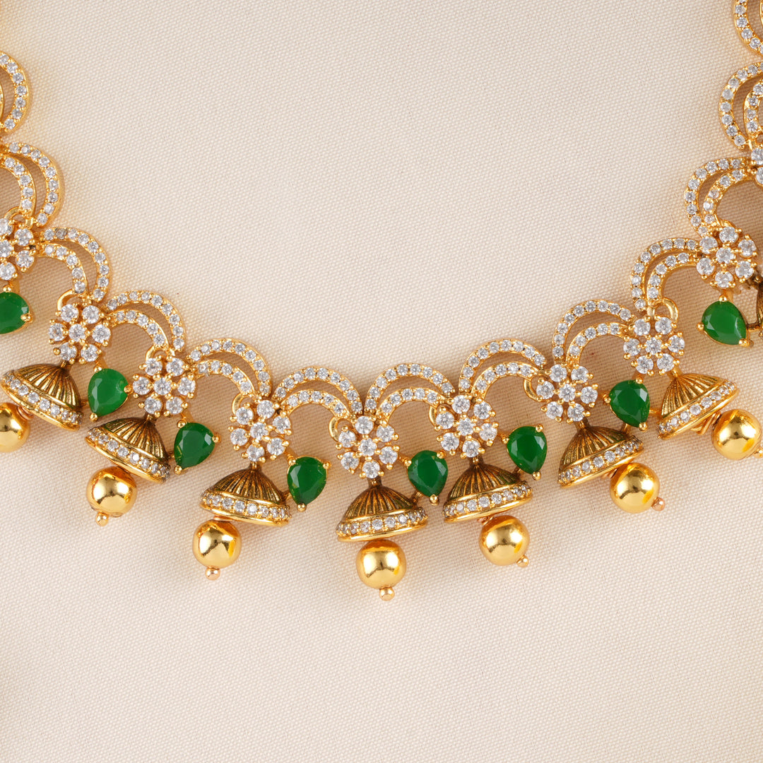 Radiant Emerald Blossom Bell Necklace