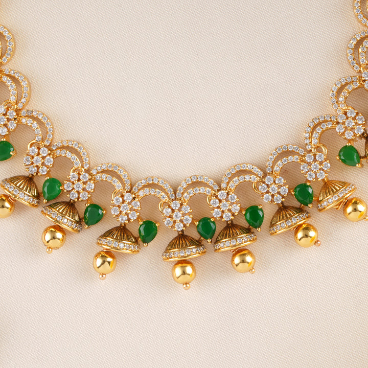 Radiant Emerald Blossom Bell Necklace