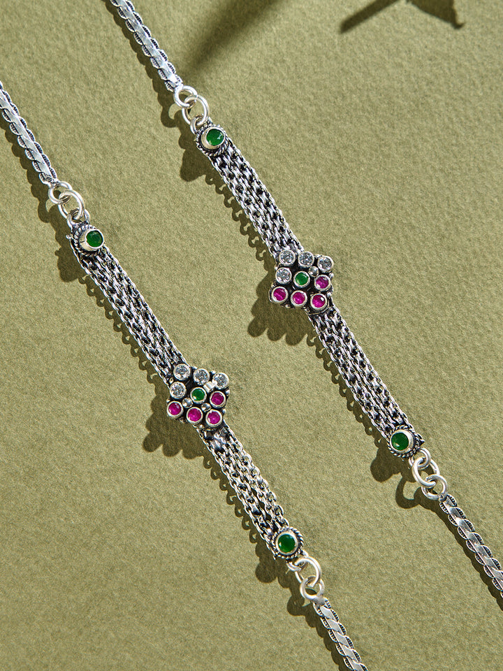 Elegant Leafy Sparkle Anklet