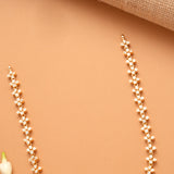 Elegant Flower Pot Design White Stone Golden Necklace