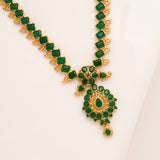 Green Floral Drop Pendant Necklace