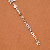 Square Floral White Stone Silver Bracelet
