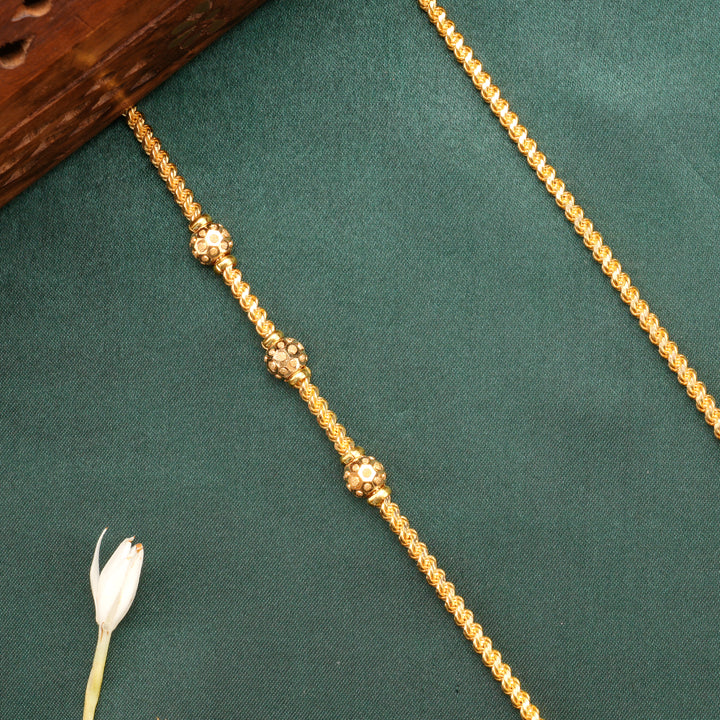 Triple Gold Bead Mugappu Chain