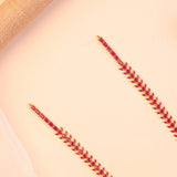 Gold Plated Silver Leaf Link Chain Ruby-Red Haram