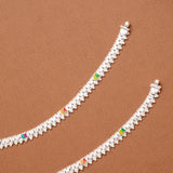 Signature Floral Pattern Silver Anklet
