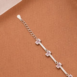 Baby Pink Rectangular Stone Silver Women’s Bracelet