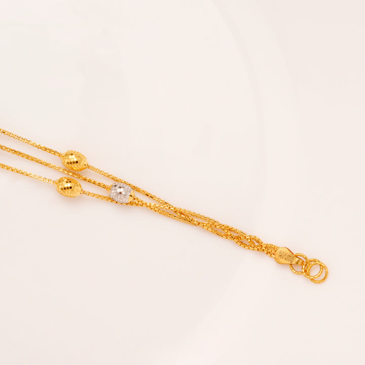 Triple Layer Gold Beaded Bracelet for Women