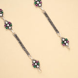 Dual Tone Leaf Antique Silver Anklet