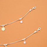 Multicolour Tri Floral Fancy Silver Baby Anklets