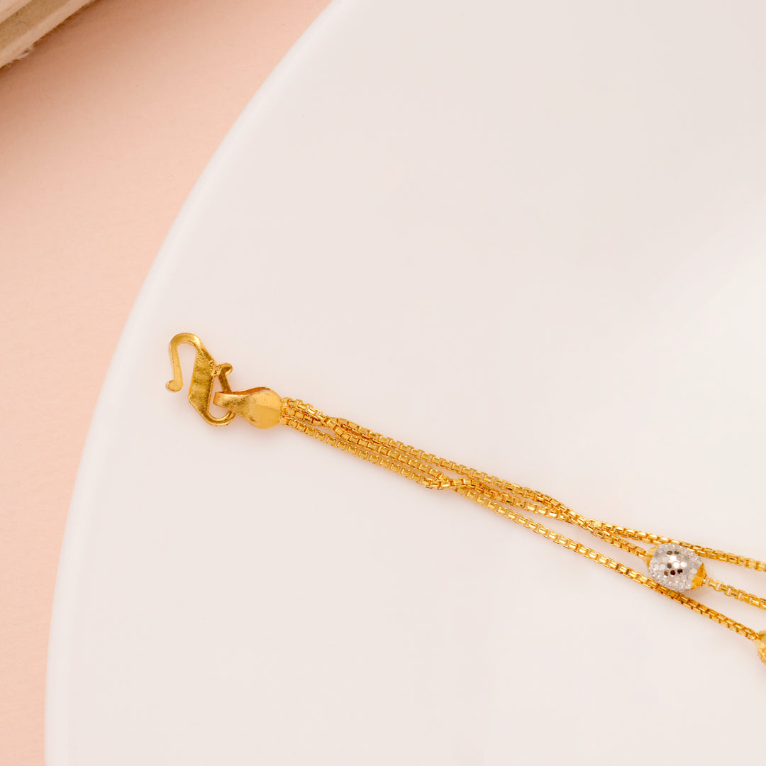 Triple Layer Gold Beaded Bracelet for Women