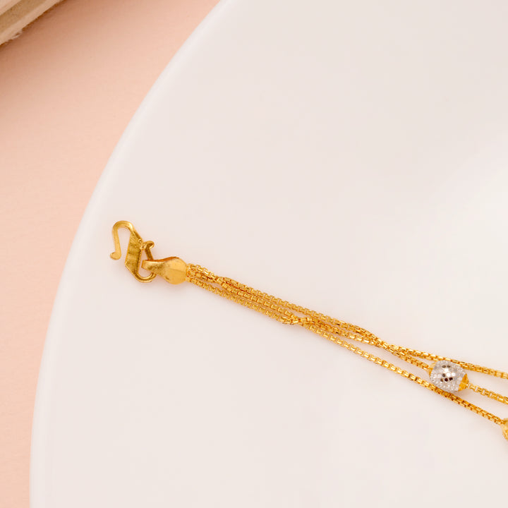 Triple Layer Gold Beaded Bracelet for Women