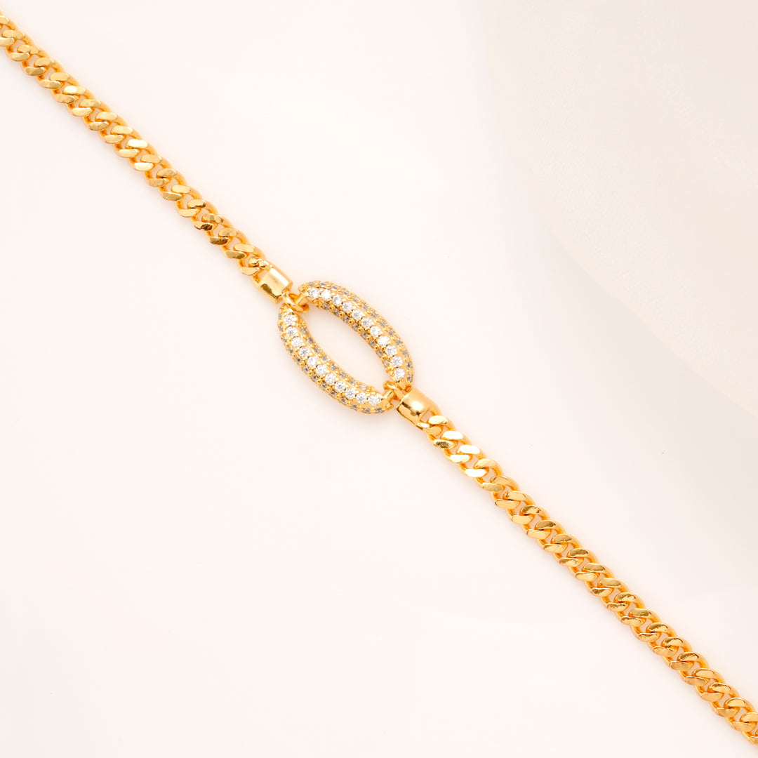 Oval Radiance with Chain Golden Bracelet