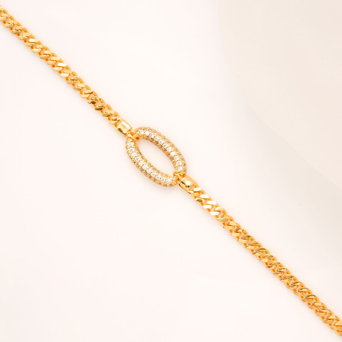Oval Radiance with Chain Golden Bracelet