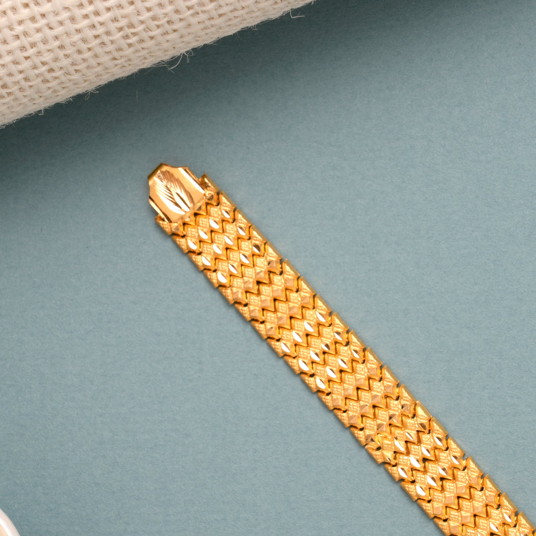 Geometric Wave Gold Bracelet for Men