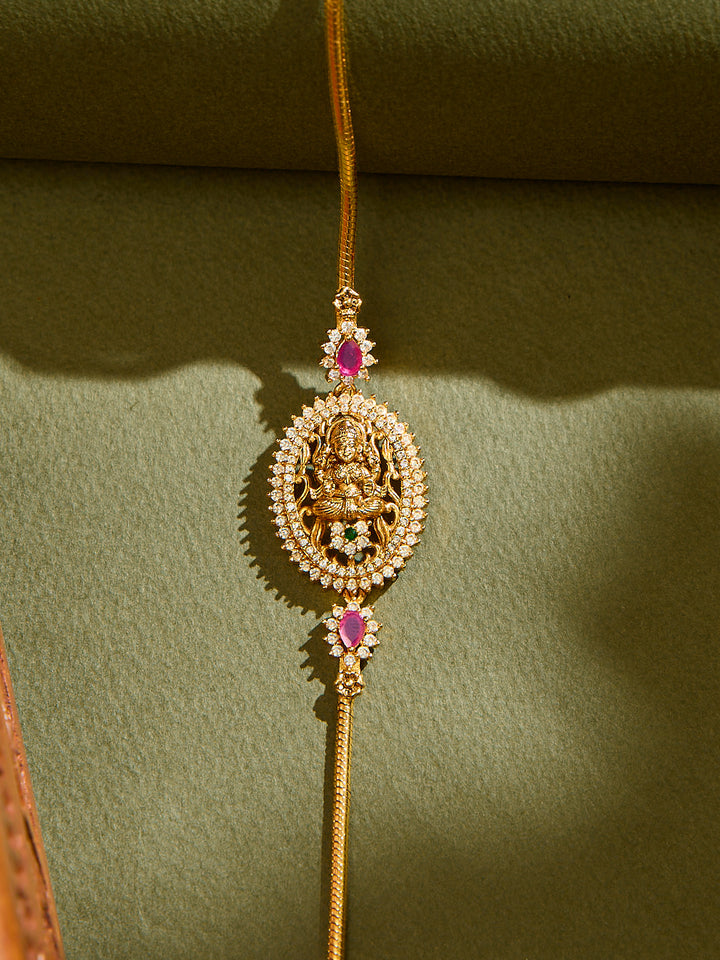 Royal Round Lakshmi Ruby Mugappu Chain