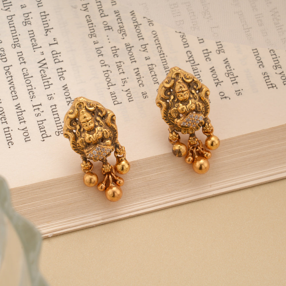 Antique Lakshmi with Stone Golden Earring
