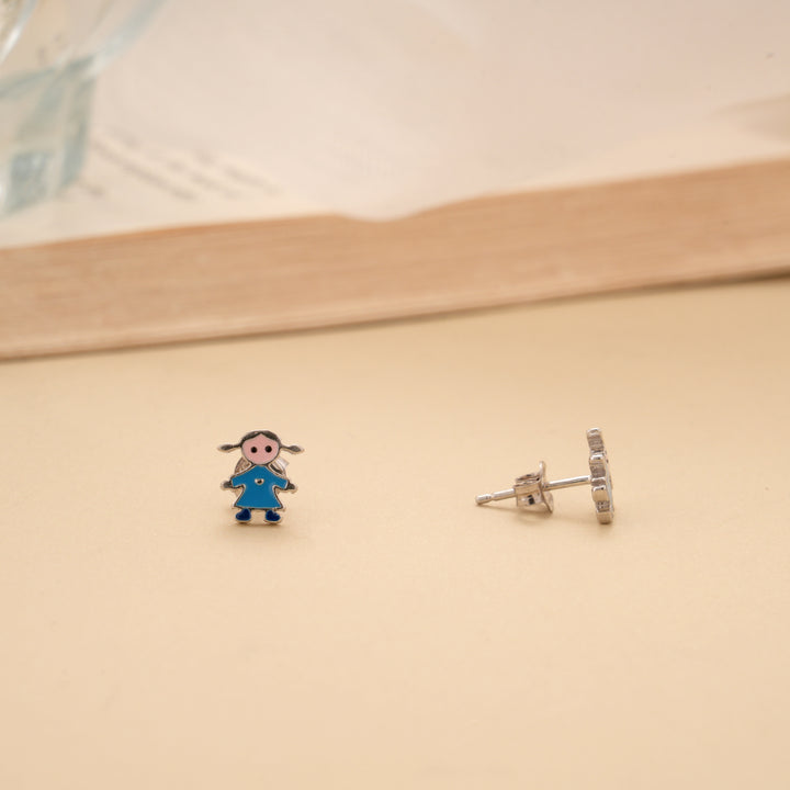 Cute Toy Enamel Silver Stud