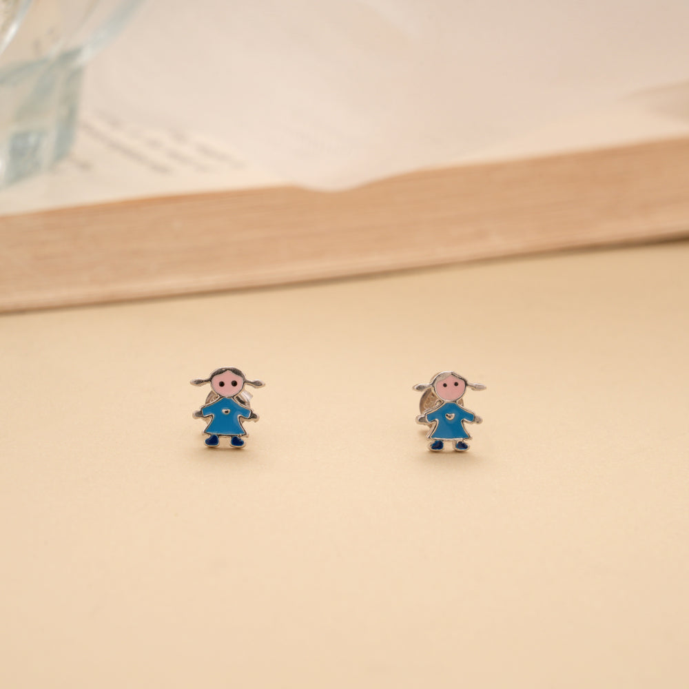 Cute Toy Enamel Silver Stud