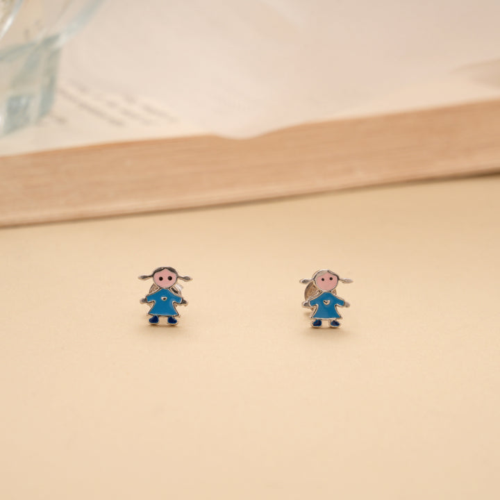 Cute Toy Enamel Silver Stud